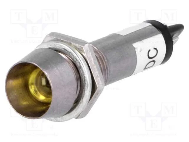 Luz Indicadora: Led, C&ocirc;ncavo, Amarela, 12vdc, 8,2mm, Ip40, Metal