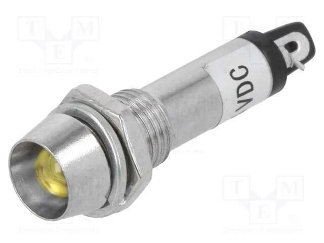 Luz indicadora: LED, côncavo, amarela, 24VDC, 8,2.