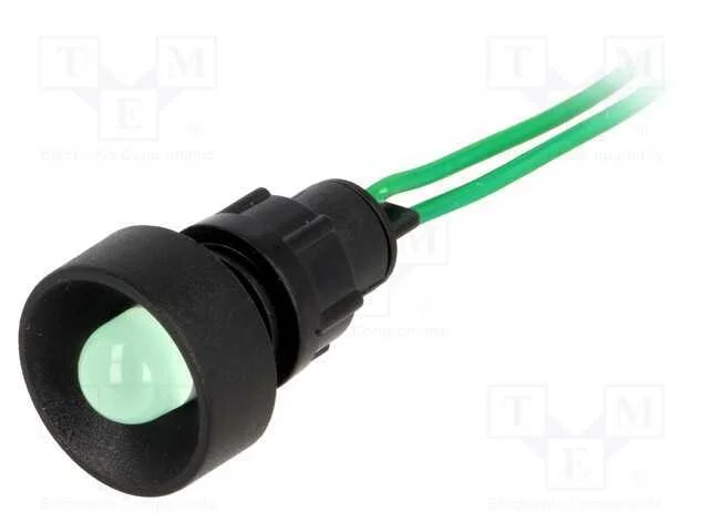 Luz indicadora: LED, côncavo, verde, 230VAC, 13mm.