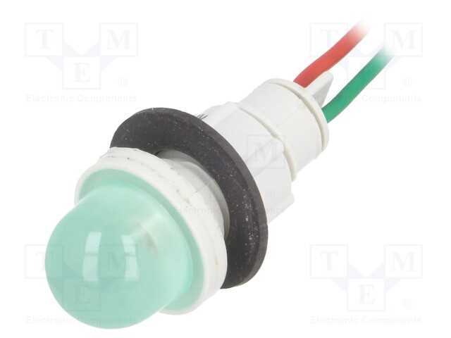 Luz indicadora: LED, convexa, verde, 24VDC, 24VAC.