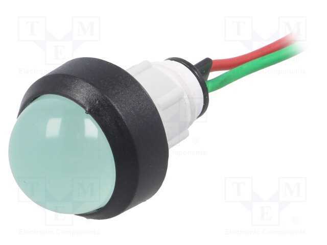 Luz indicadora: LED, convexa, verde, 24VDC, 24VAC.