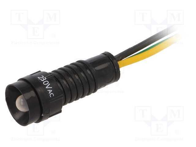 Luz indicadora: LED, côncavo, amarelo/verde, 230V.