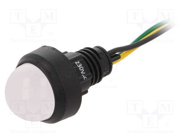 Luz indicadora: LED, convexa, amarelo/verde, 230V.