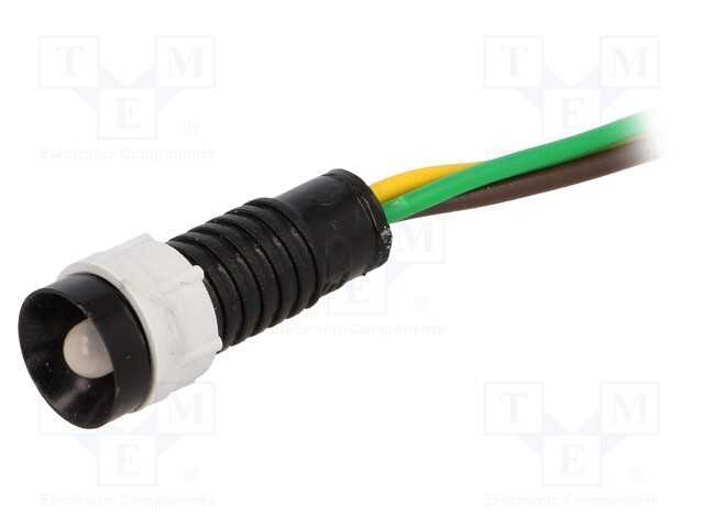 Luz indicadora: LED, côncavo, amarelo/verde, 24VD.