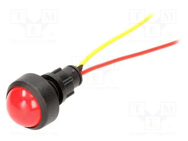 Luz indicadora: LED, convexa, vermelho, 12÷24VDC,.