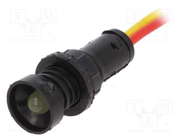Luz indicadora: LED, côncavo, amarela, 12÷24VDC, .