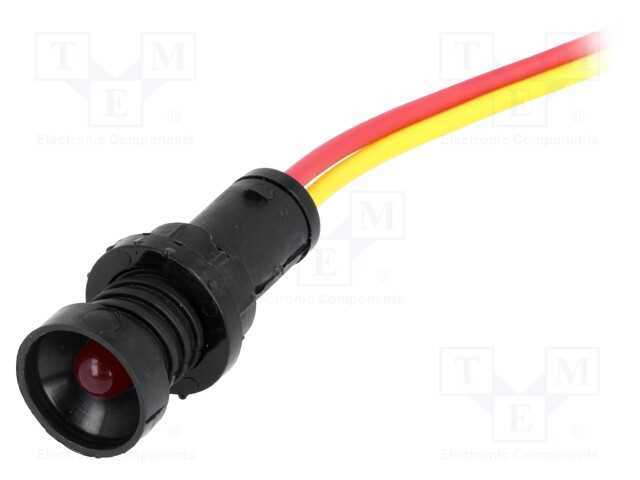 Luz indicadora: LED, côncavo, vermelho, 12÷24VDC,.