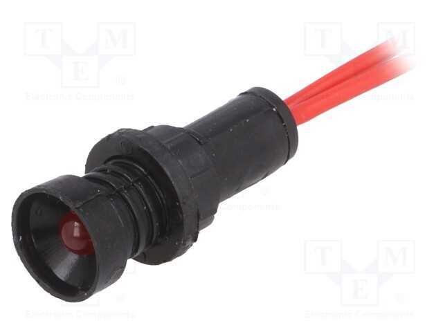 Luz indicadora: LED, côncavo, vermelho, 230VAC, 1.