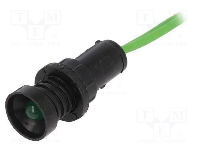 Luz indicadora: LED, côncavo, verde, 230VAC, 10mm.