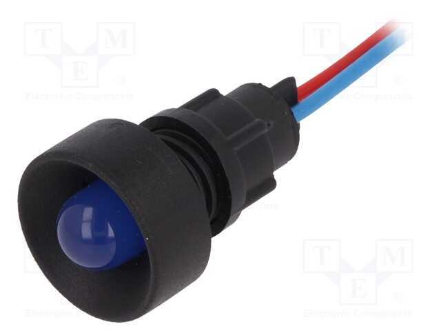 Luz indicadora: LED, côncavo, azul, 12÷24VDC, 12÷.