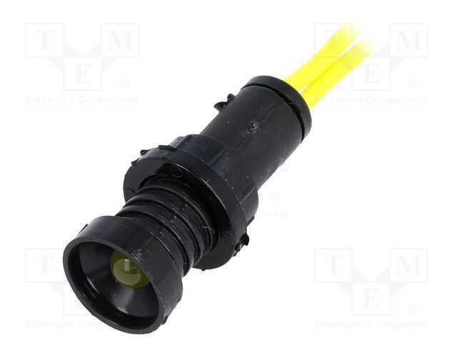 Luz indicadora: LED, côncavo, amarela, 230VAC, 10.