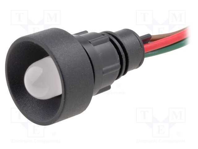 Luz indicadora: LED, côncavo, vermelho/verde, 12÷.