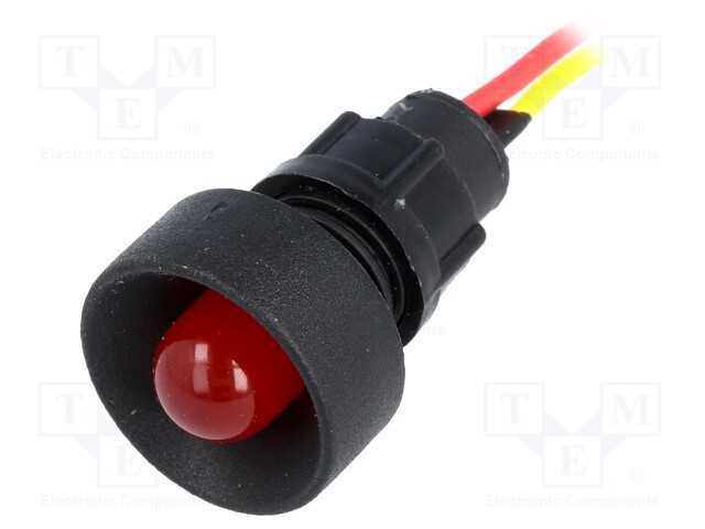 Luz indicadora: LED, côncavo, vermelho, 12÷24VDC,.