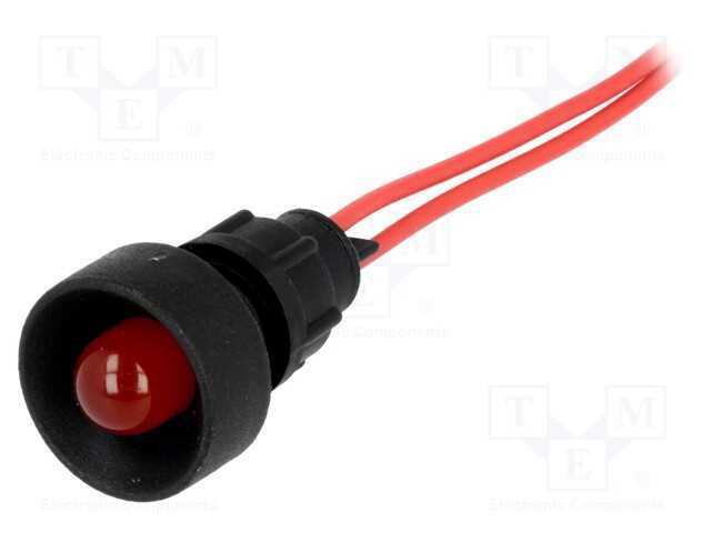Luz indicadora: LED, côncavo, vermelho, 230VAC, 1.