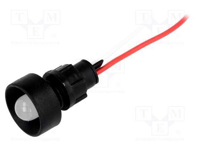 Luz indicadora: LED, côncavo, branco, 12÷24VDC, 1.