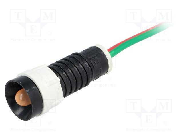 Luz indicadora: LED, côncavo, laranja, 24VDC, 24V.