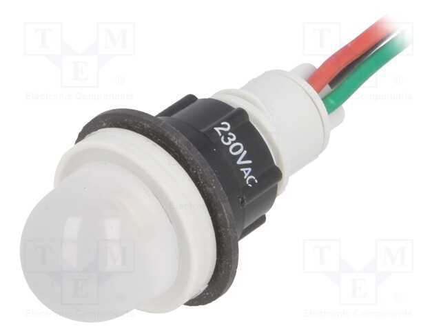 Luz indicadora: LED, convexa, vermelho/verde, 230.