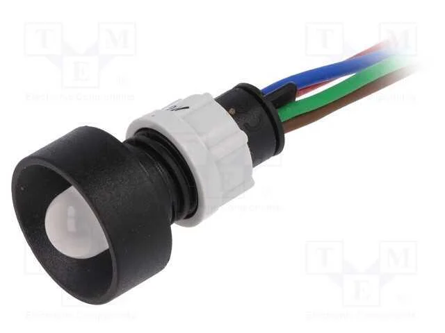 Luz indicadora: LED, côncavo, vermelho/verde/azul.