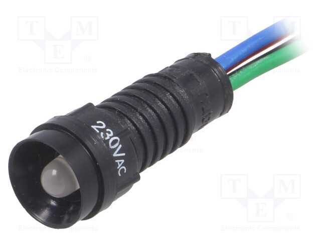 Luz indicadora: LED, côncavo, vermelho/verde/azul.