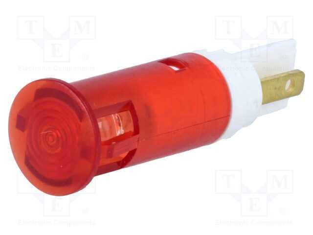 Luz indicadora: LED, plana, vermelho, 130VAC, 10,.