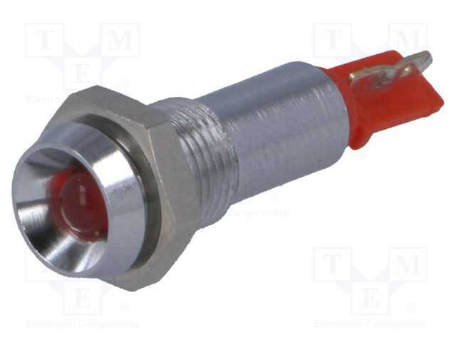 Luz indicadora: LED, côncavo, vermelho, 24÷28VDC,.
