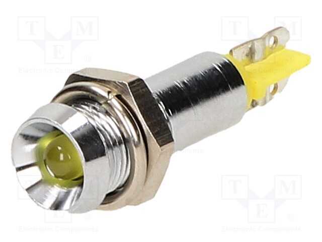 Luz indicadora: LED, côncavo, amarela, 24÷28VAC, .