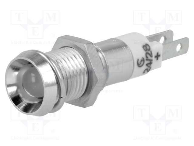 Luz indicadora: LED, côncavo, branco, 24÷28VDC, 8.