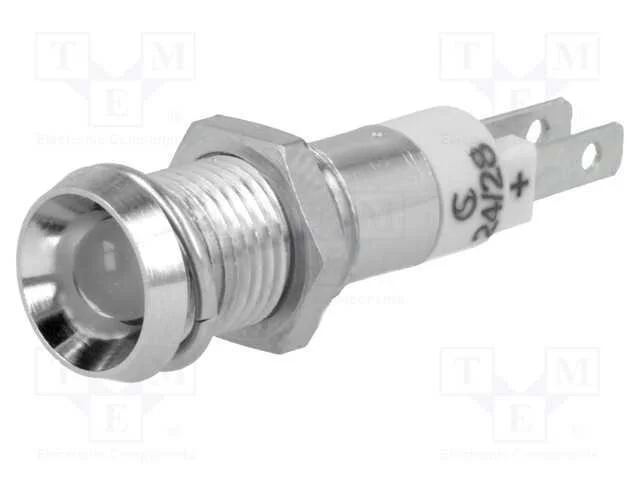 Luz indicadora: LED, côncavo, branco, 24÷28VDC, 8.