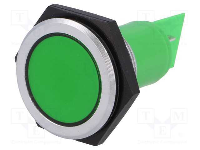 Luz indicadora: LED, plana, verde, 24÷28VDC, 30,2.