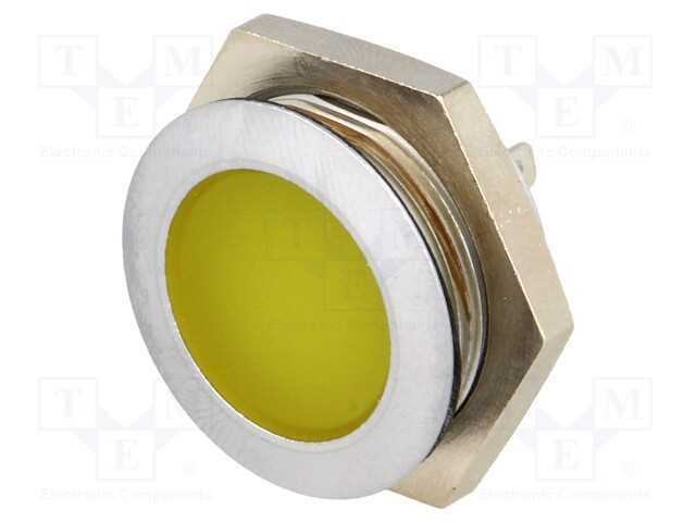 Luz indicadora: LED, plana, amarela, 24÷28VDC, 22.