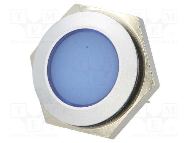 Luz indicadora: LED, plana, azul, 12÷14VDC, 22mm,.