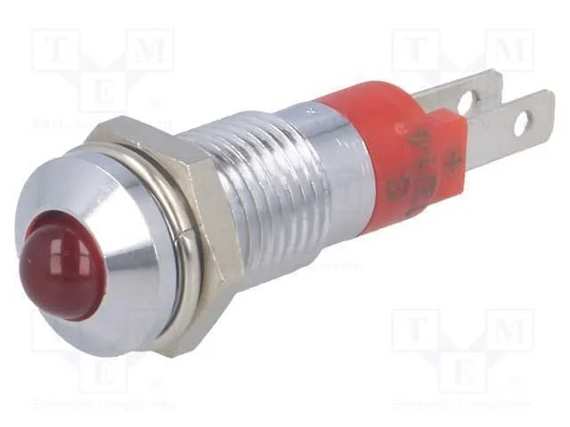 Luz indicadora: LED, convexa, vermelho, 12÷14VDC,.