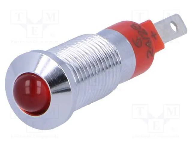 Luz indicadora: LED, convexa, vermelho, 24÷28VDC,.