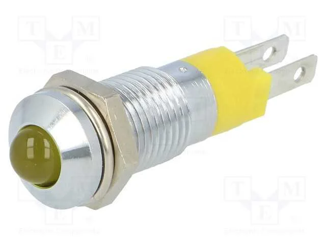 Luz indicadora: LED, convexa, amarela, 24÷28VDC, .