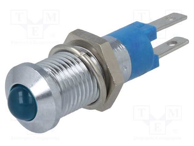 Luz indicadora: LED, convexa, azul, 12÷14VDC, 8,2.