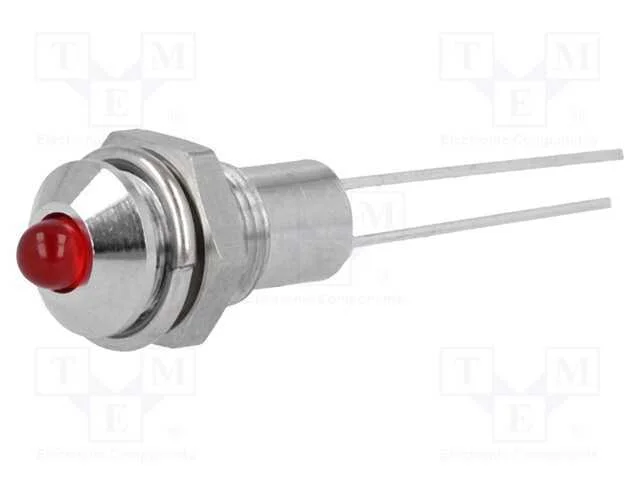 Luz indicadora: LED, convexa, vermelho, 6,2mm, IP.