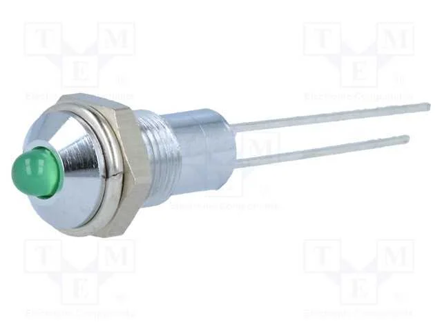 Luz Indicadora: Led, Convexa, Verde, 6,2mm, Ip40, para Impressos