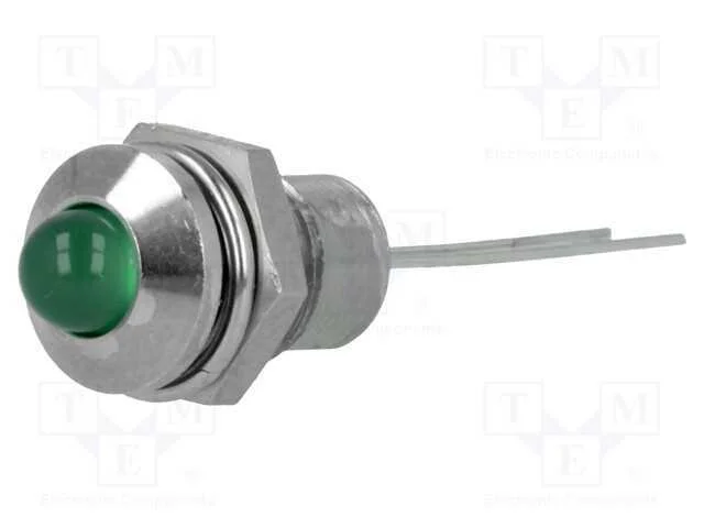 Luz indicadora: LED, convexa, verde, 8,2mm, IP40,.