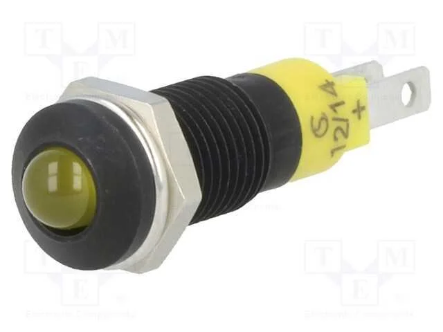 Luz indicadora: LED, convexa, amarela, 12÷14VDC, .