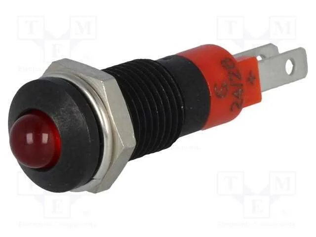 Luz indicadora: LED, convexa, vermelho, 24÷28VDC,.