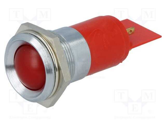 Luz indicadora: LED, côncavo, vermelho, 24÷28VDC,.
