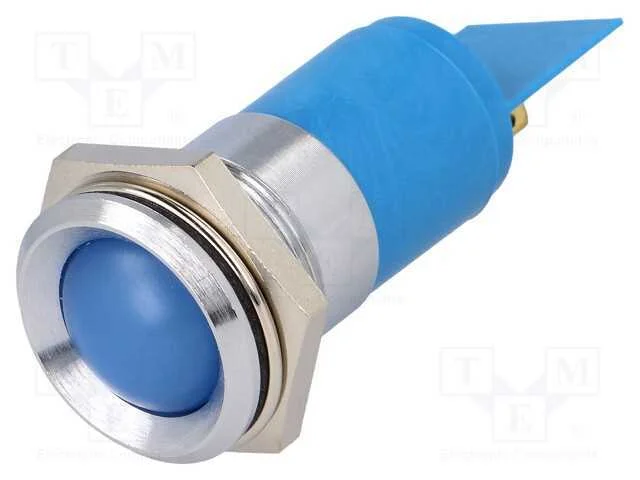 Luz indicadora: LED, côncavo, azul, 24÷28VDC, 24÷.
