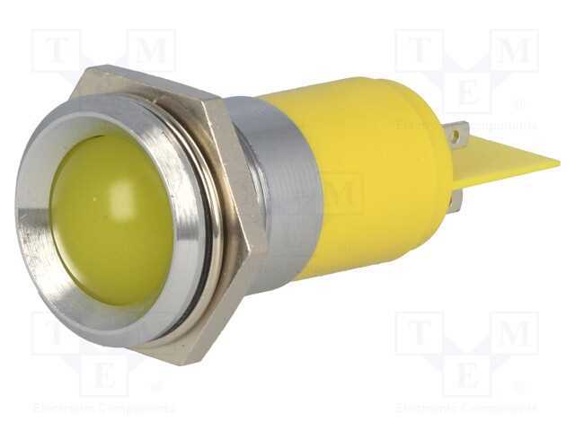 Luz indicadora: LED, côncavo, amarela, 24÷28VDC, .