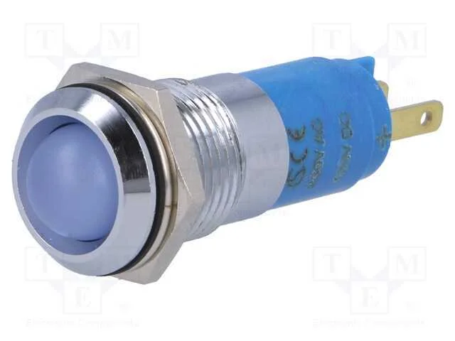 Luz indicadora: LED, côncavo, azul, 230VAC, 14,2m.
