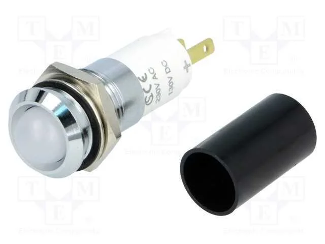 Luz indicadora: LED, côncavo, branco, 230VAC, 14,.