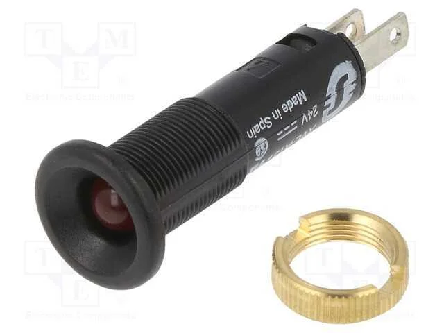 Luz indicadora: LED, plana, vermelho, 24VDC, 8mm,.