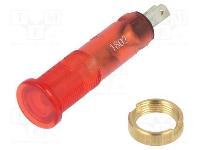 Luz indicadora: LED, plana, vermelho, 24VDC, 8mm,.