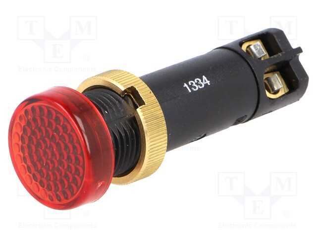 Luz indicadora: LED, plana, vermelho, 24VDC, 12mm.