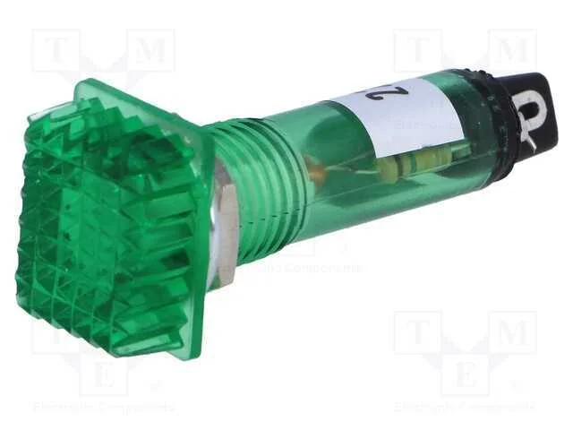 Luz indicadora: com lâmpada de néon FLUO, convexa.