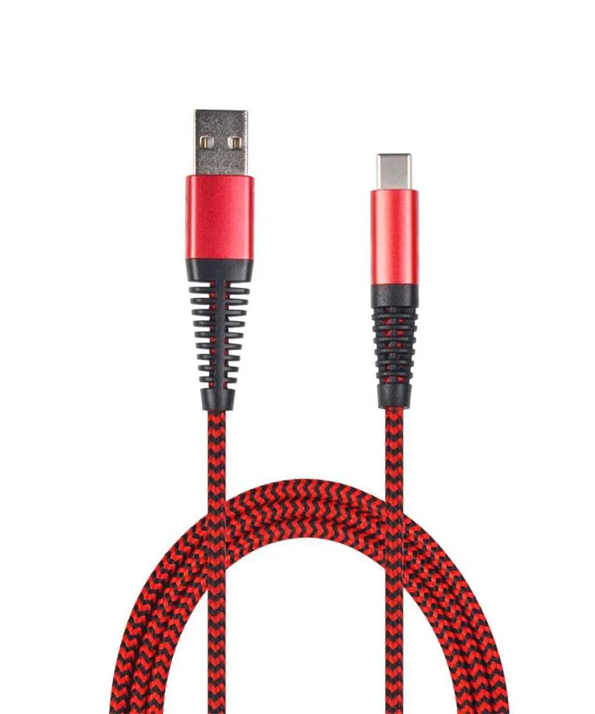 2go Usb Lade-/Datenkabel Usb Type-C 3.1 Nylon   1m  Rot